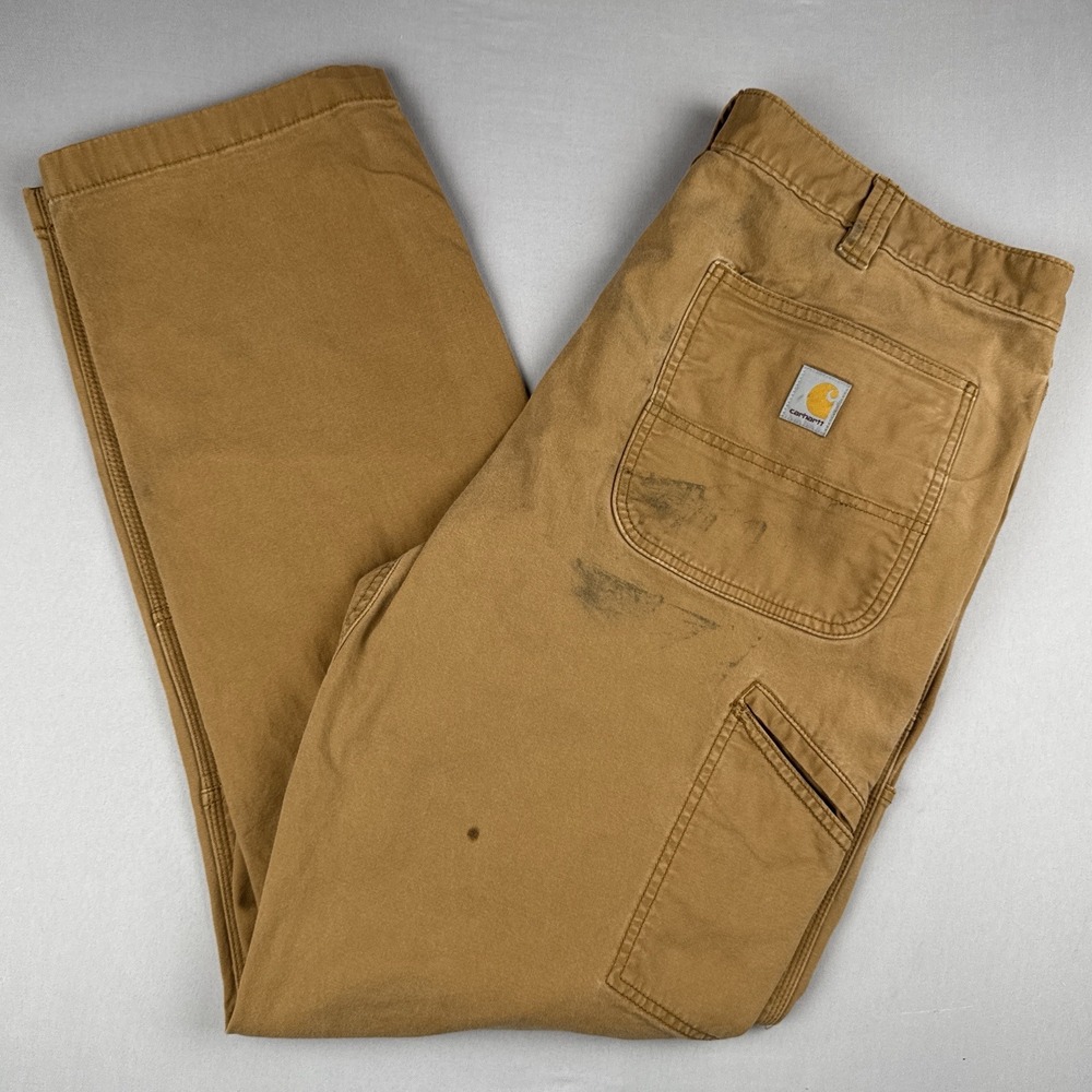 Carhartt Rugged Flex Double Knee Pants Mens 40x34 Brown Distressed 102802
